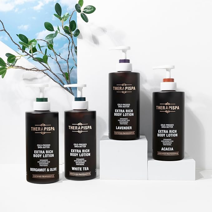 THERAPISPA Scented Body Lotion for Women – Refreshing Moisturizer with Shea Butter, Ceramides & Panthenol to Revive & Nourish Dry Skin – Used by All Genders (Bergamot & Olive, 17.0 fl oz)