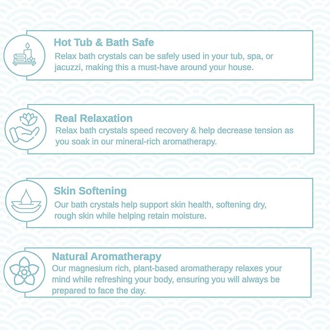 Relax Spa & Bath, Epsom & Dead Sea Salts, Aromatherapy Bath Salts for Hot Tub, Bath, or Spa, Infused with Magnesium, Respiratory Therapy