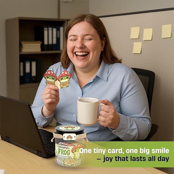 60 Positive Frog Cards Jar, Affirmation Cards for Women, Emotional Support Frog, Frog Gifts for Women, Teens, Frog Gifts, Frog Themed Gift, Positive Frog