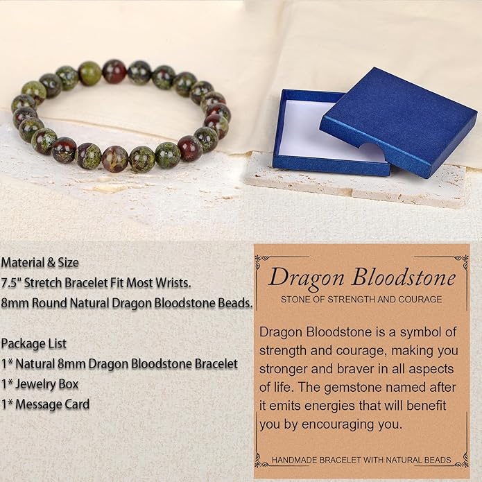 LPBeads Handmade Natural Gemstone Stretch Elastic Bracelet Healing Crystal Round Stone Beads Jewelry Gifts for Women Men