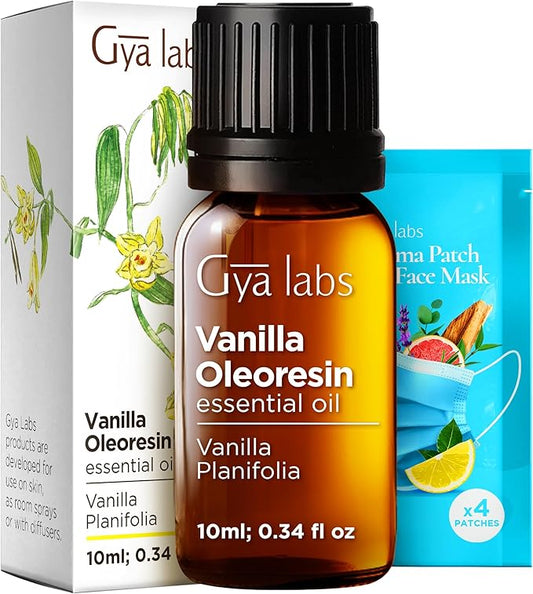 Gya Labs Vanilla Essential Oil - 0.34 Fl Oz - for Hair, Skin, Diffuser, Aromatherapy & DIY Candle Making Scent