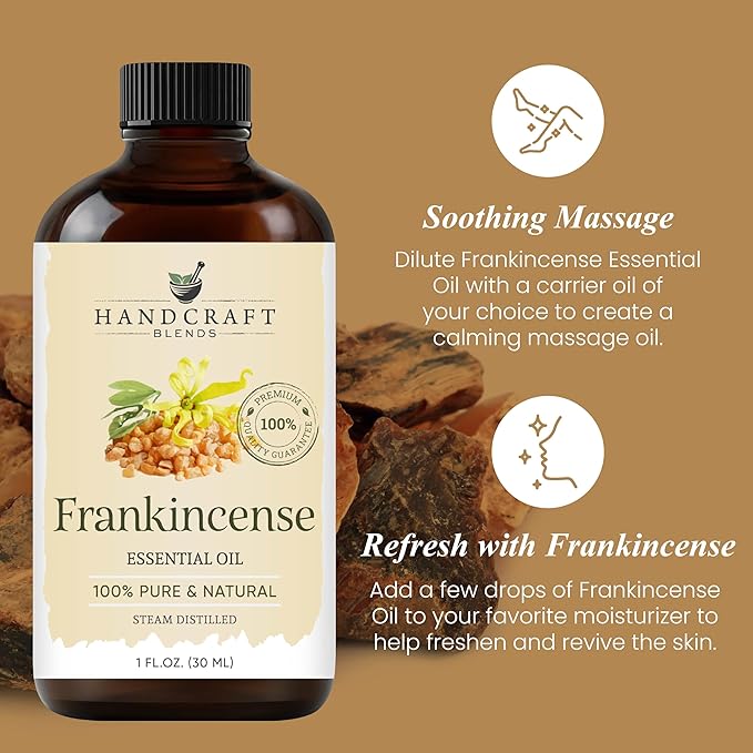 Handcraft Blends Frankincense Essential Oil – 1 Fl Oz – 100% Pure and Natural – Premium Grade Essential Oil for Diffuser and Aromatherapy, Skin, Massage, Candle and Soap Making Fragrance