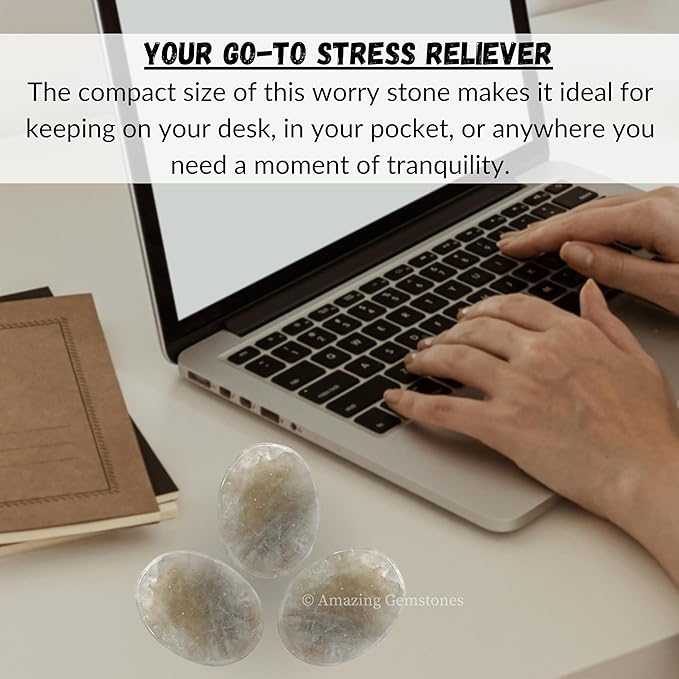 Amazing Gemstone Smoky Quartz Worry Stone Crystals and Healing Stones - Worry Stones for Stress Relief Gifts - Piedra Crystal Fidget for Meditation - Unique Stocking Stuffers and Birthday Gifts