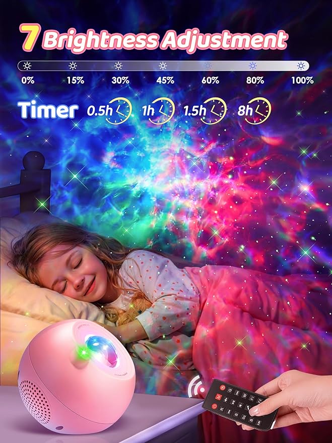 Galaxy Projector for Bedroom, 15 Colors Star Projector Galaxy Light Projector for Bedroom Night Light Projector,15 White Noises Bluetooth Star Lights for Ceiling Projector