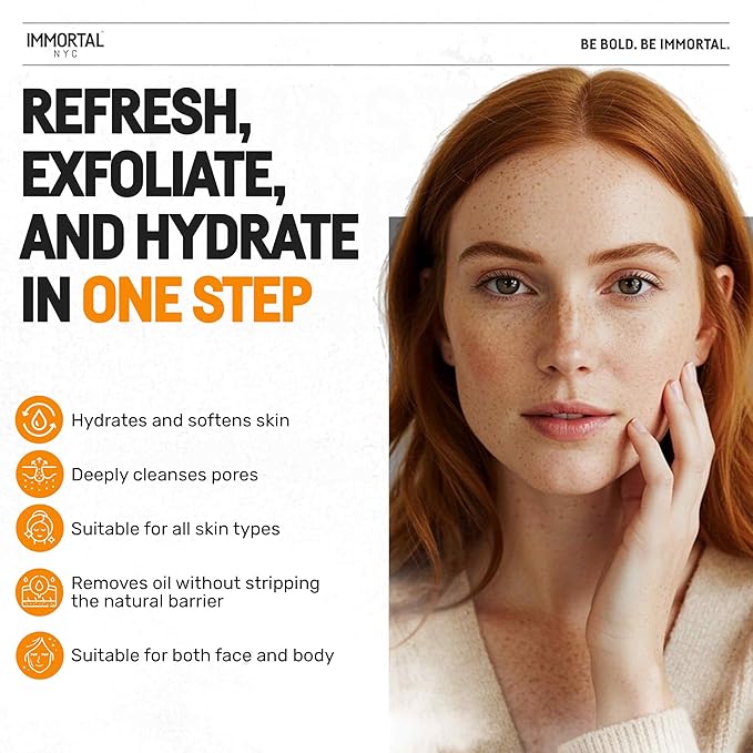 Immortal NYC Apricot Crush Face & Body Scrub Mask Gel- Moisturizing and Exfoliating Body, Face, Hand, Foot Scrub - Fights Acne, Fine Lines & Wrinkles, Great Gifts For Women & Men - 10 oz