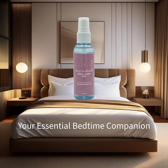 Best Bee Brothers, Sleep & Shield Calming Room + Linen Mist, 2 oz, Natural Essential Oil Blend with Peppermint, Cedarwood and Rosemary