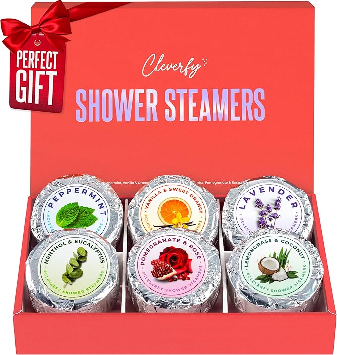 Cleverfy Shower Steamers Aromatherapy – Stocking Stuffers for Women, Teens and Wife – Christmas Gifts for Women and Teen Girls – White Elephant Gifts for Adults – 6 Tablets