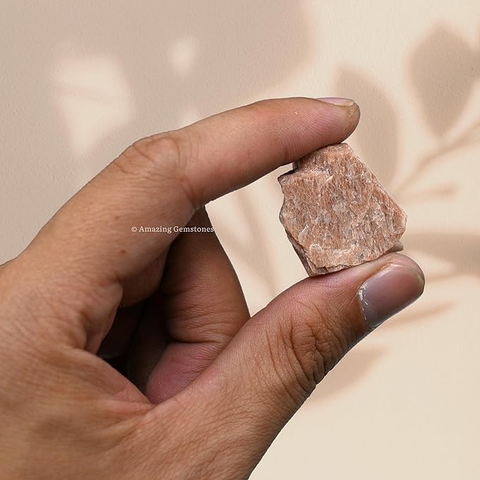 Amazing Gemstone 2 Pieces Peach Moonstone Raw Crystals and Healing Stones, Natural Rocks for Tumbling and DIY Raw Stones and Crystals