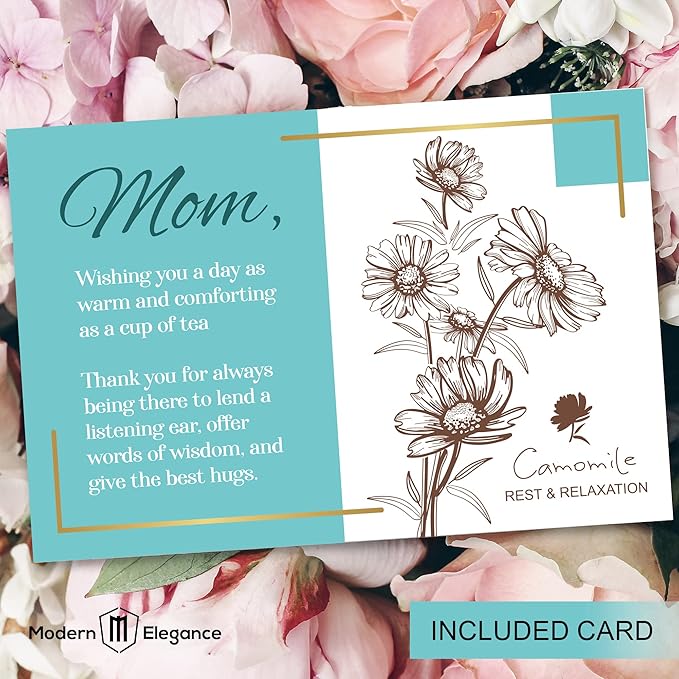 Gift Sets for Tea Lovers Women and Men Tumbler 15 Unique Teas 10 Honey Straws (Mom Card-Purple)