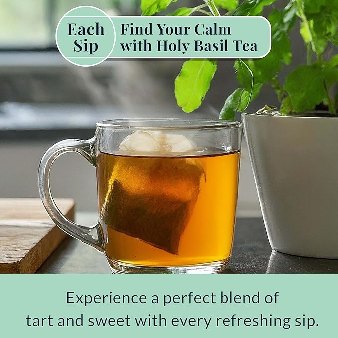 Akshit- Holy Basil Tea, 75 Tulsi Tea bags, Premium Holy Basil Leaves, Aromatic HerbalTea, Sugar Free, Caffeine-Free, Non Gmo.