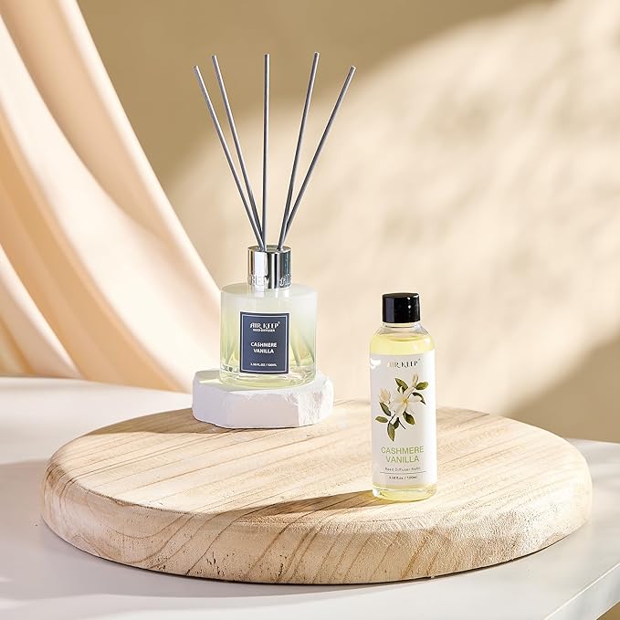 Airkeep Reed Diffuser Oil Refill/Cashmere Vanilla/3.38oz（100ml/1 Pack/Scented Oil Refill for Reed Diffuser Home Fragrance for Bedroom, Bathroom Office Home Decor