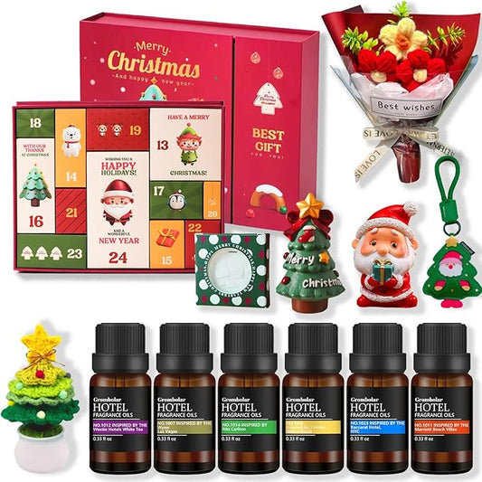 Essential Oils Set-Hotel Collection Diffuser Oil Gift Set,Premium Essential Oil for Diffusers, Home Care, Fragrance, Humidifiers (Advent Calendar-Hotel Fragrance Gift Box Set)