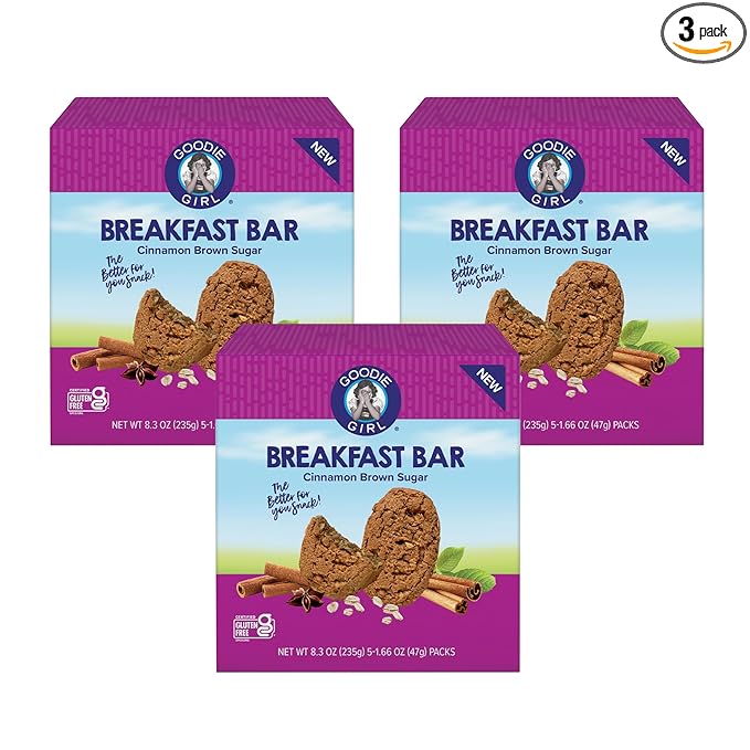 Goodie Girl Soft Breakfast Bar, Cinnamon Brown Sugar | Baked, Chewy, Gluten Free (3 Pack)