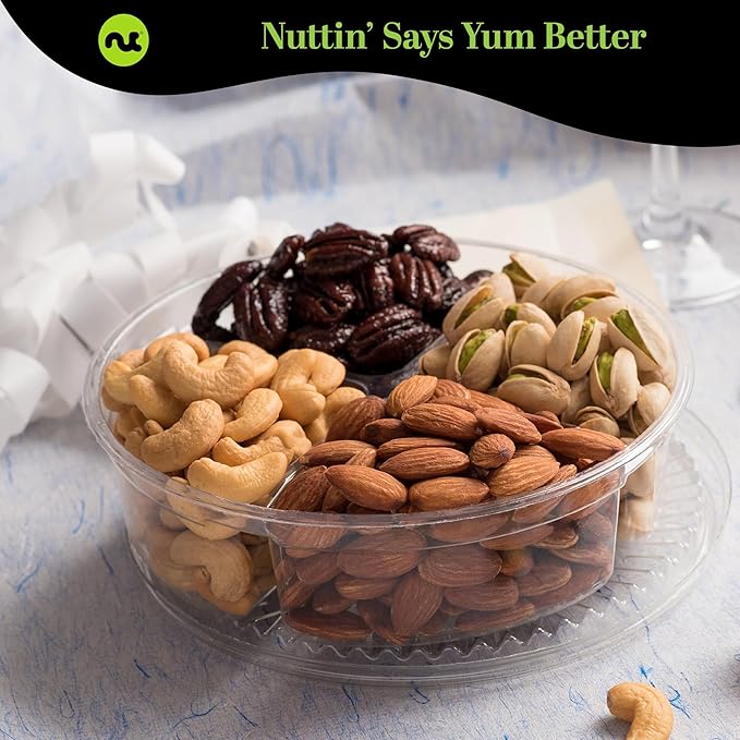 NUT CRAVINGS - Diwali Sweets Hamper Mid-Autumn Festival Mixed Nuts Gift Basket in Green Gold Box (4 Assortments) Food Arrangement, Healthy Snack Care Package, Food Assortments