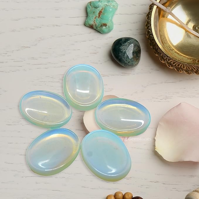 Amazing Gemstone Opalite Worry Stone Crystals and Healing Stones - Worry Stones for Stress Relief Gifts - Piedra Crystal Fidget for Meditation,Relaxation - Unique Stocking Stuffers and Birthday Gifts