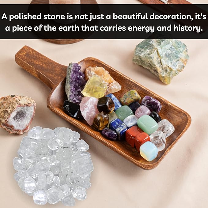 Amazing Gemstone Clear Quartz Crystals and Healing Stones Tumbled - 1000+ Carats Clear Quartz Stone, Natural Healing Stones for Energy Balance, Stress Relief, Polished Gems Rocks