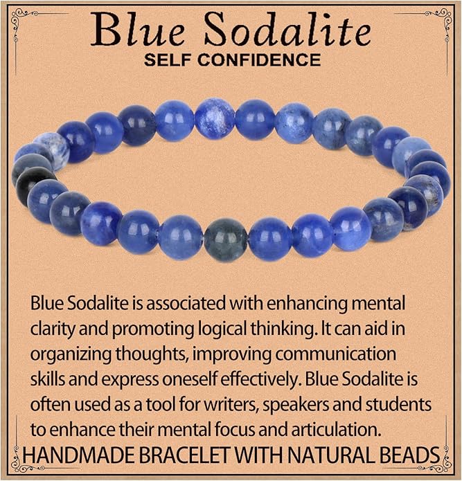 LPBeads Handmade Natural Gemstone Stretch Elastic Bracelet Healing Crystal Round Stone Beads Jewelry Gifts for Women Men