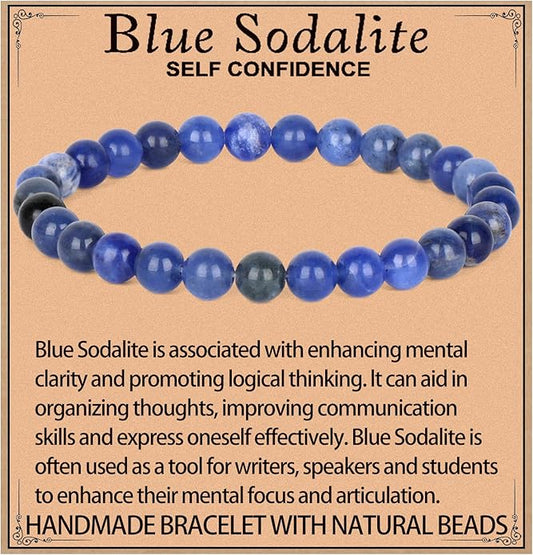 LPBeads Handmade Natural Gemstone Stretch Elastic Bracelet Healing Crystal Round Stone Beads Jewelry Gifts for Women Men