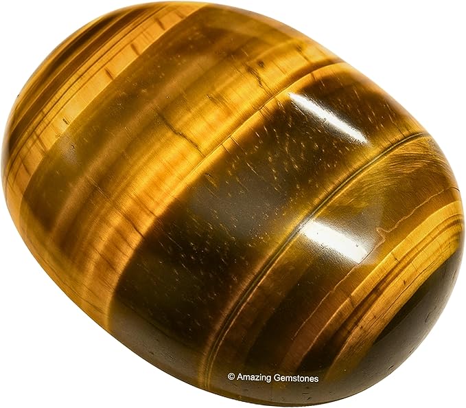 Amazing Gemstone Tiger Eye Crystals and Healing Stones - Large Palm Stone Crystals Piedra - Crystal for Good Luck, Balanced Positive Energy, Meditation - Unique Stocking Stuffers Gifts for Women, Men