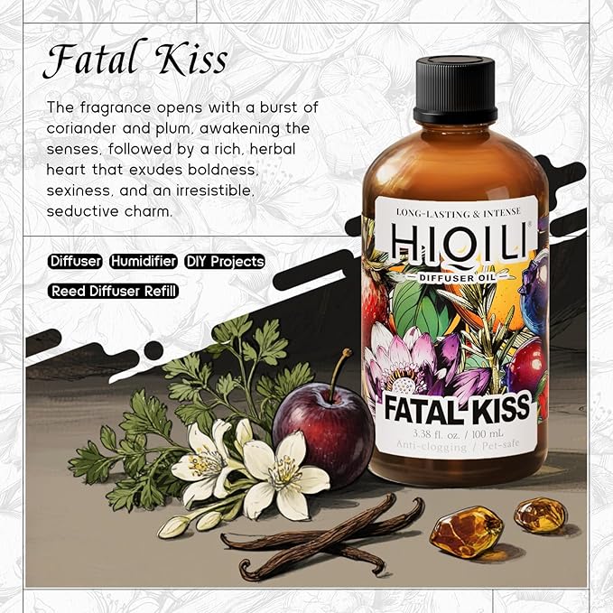 HIQILI Fatal Kiss Diffuser Oil, Fast Diffusion for Large Spaces, Pet - Safe, Suitable for Home and Other Scenarios - 3.38 Fl Oz