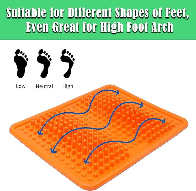 Foot Massager Mat, Acupressure Relaxation Reflexology Mat for Plantar Fasciitis, Heel, Arch Pain & Stress (Orange)