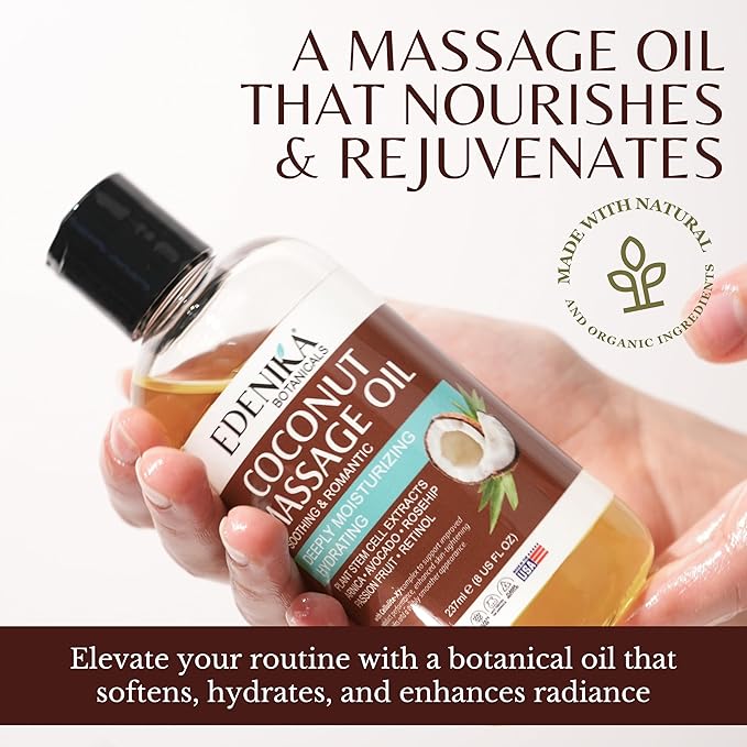 Tropical Coconut Massage Oil for Massage Therapy, Soothing Romantic Massage Oil for Relaxing, Skin Moisturizing & Hydrating, 2-Pack