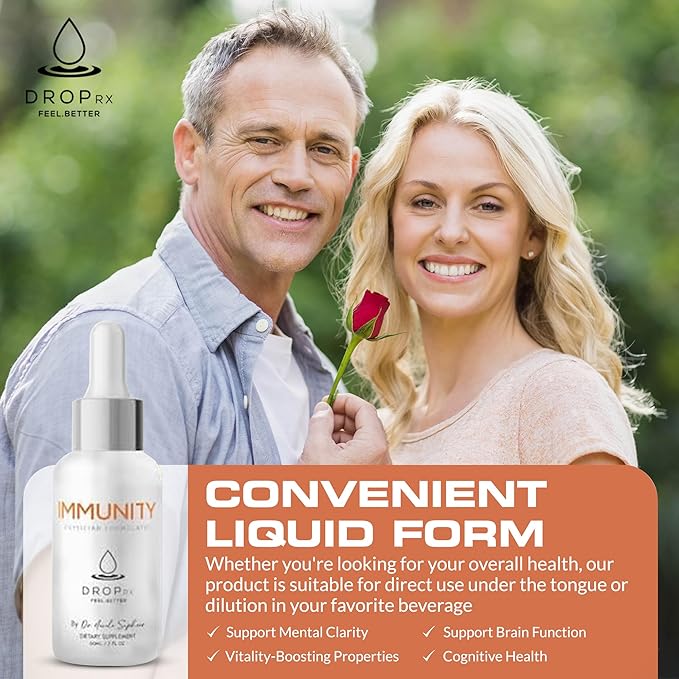 DropRx Immunity by Dr. Nicole Saphier – Elderberry, Echinacea & Garlic Supplements for Immune System Support, Organic, Non-GMO, Vegan, Gluten-Free, Kosher, Made in USA (2 Fl Oz)