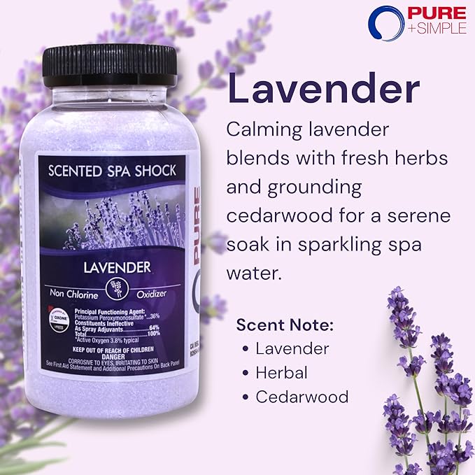 Lavender Aromatherapy Spa Shock Granules | Non-Chlorine Oxidizer for Spa & Hot Tub | Compatible with Bromine & Chlorine Tablets | Neutralizes Odors & Enhances Water Clarity, 2 lbs (Pack of 1)