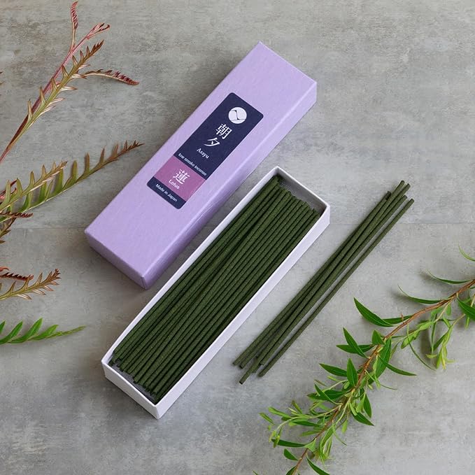 Asayu Japanese Low Smoke Incense Sticks Lotus Scent 20g (0.71 oz), Made in Japan Quality Incense for Morning Meditation, Yoga, Relaxation