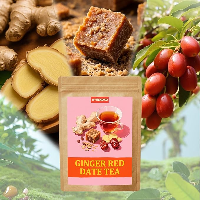 40 Bags Ginger Red Date Tea, Caffeine-Free Natural Ingredients Herbal Tea Bags, No Additives, Daily Enjoyment Tea for Women