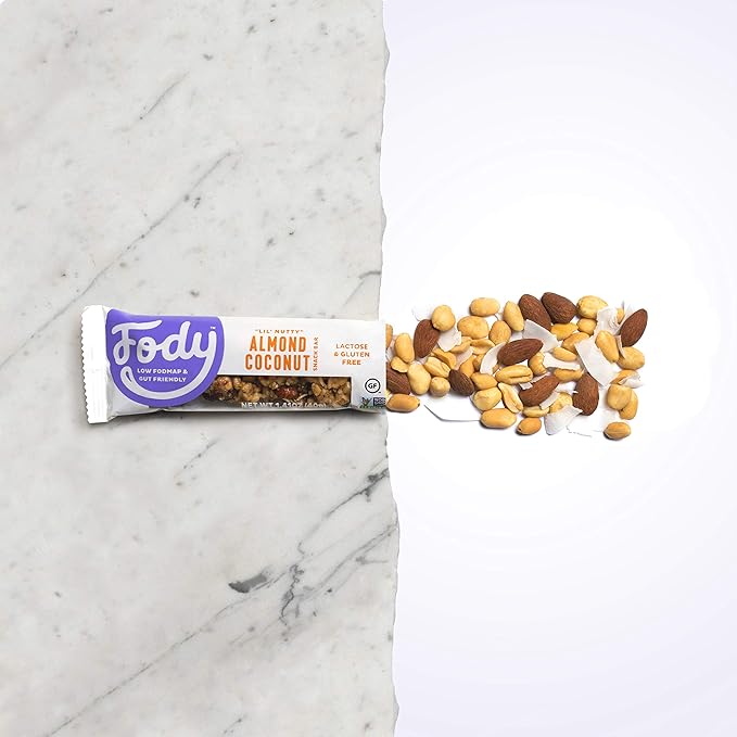 Fody Foods Snack Bars, Almond Coconut, 1.41 Oz (Pack of 6), 6g Protein, Low FODMAP, Gut & IBS Friendly, Vegan, Lactose Free, Non-GMO, Gluten Free