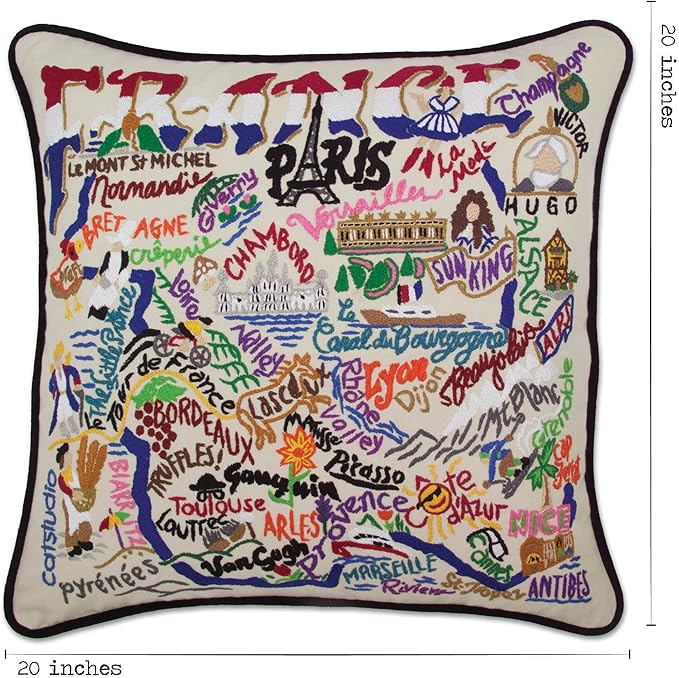 Catstudio France Embroidered Decorative Throw Pillow