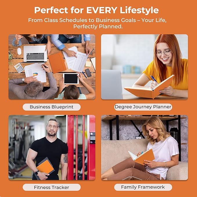 IN-LUXPRO Weekly Monthly 2026 Planner (Jan.26-Dec.26),8.5"x6.5",12 Months Agenda Plan with Month Tabs & Pocket,Expenses/Note Pages, Appointment Book Calendar with Hardcover Vegan Leather Cover,Orange