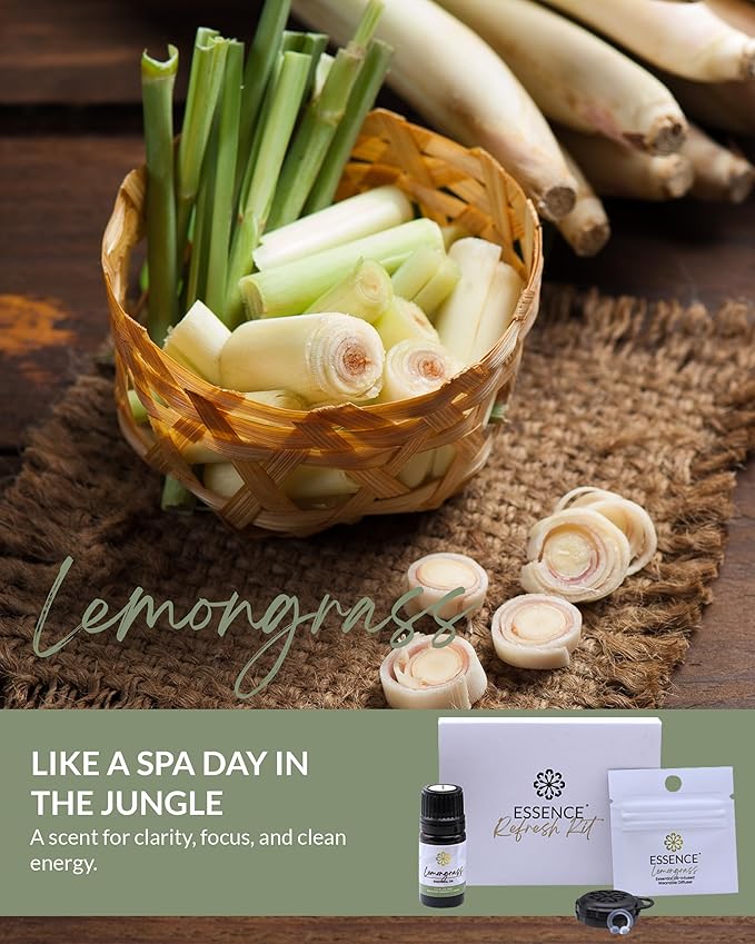 Essence Wearable Aromatherapy Nasal Diffuser – Lemongrass Essential Oil Nose Ring Silicone Inhaler for Stress & Mood Support - Made in USA & Travel-Friendly