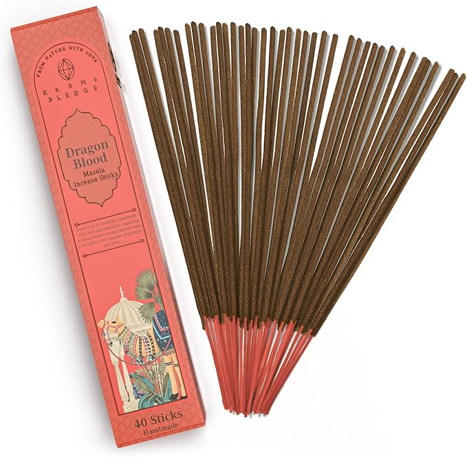 Incense Sticks, Dragons Blood Incense, Made with Natural Ingredients, Hand Rolled Aromatic Masala, 40 Stick Pack, 45-60 Minute Burn Time, Best for Home Fragrance, Meditation, Yoga, Spiritual Healing
