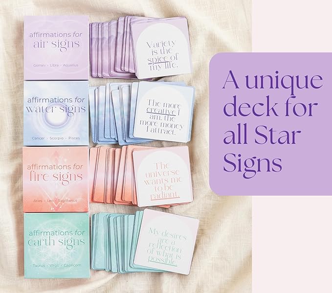 Aries, Leo, Sagittarius Gifts for Women - 40 Daily Affirmation Cards for Women. Positive Affirmation Cards, Zodiac Mindfulness Motivational Birthday Gifts, Astrology Inspirational Décor