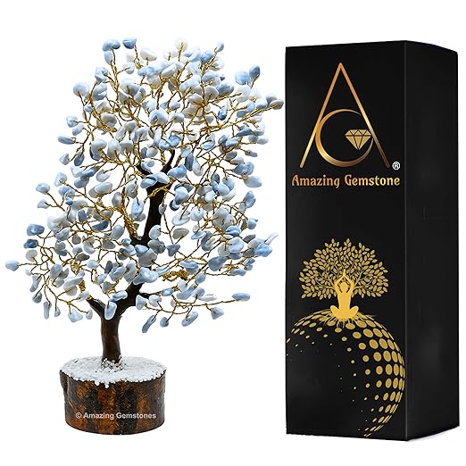 Amazing Gemstone Crystals and Healing Stones Birthday Gifts for Women - Blue Opal Crystal Tree of Life Home Decor Stocking Stuffers, Bookshelf, Room, Meditation Gift for Dad, Unique Birthday Gifts