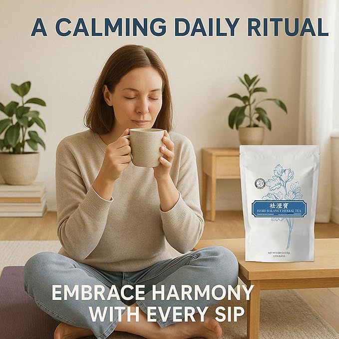 Herb Guru Fluid Balance Herbal Tea Bags – Healthy Fluid Metabolism & Digestive Balance with Atractylodes, Poria, Citrus Peel – Caffeine Free Tea, 0.88 Ounces