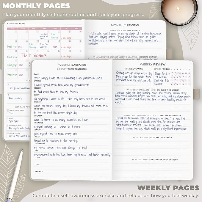 Clever Fox Self-Care Journal – Daily Reflection Notebook – Mental Health & Personal Development Planner, Meditation & Mood Log, A5 (Foggy Alps)