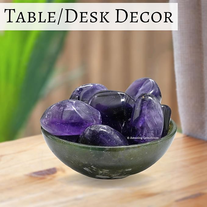 Amazing Gemstone Amethyst Crystals and Healing Stones Tumbled - 1 oz, Natural Healing Stones for Energy Balance, Stress Relief - Premium Polished Gems Rocks for Meditation and Wellness