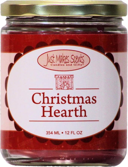Christmas Hearth Scented Blended Soy Candle - Smoky Fireplace Fragrance - Hand Poured in USA by Just Makes Scents (12 oz)