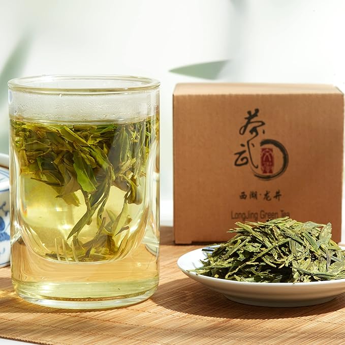 ChaWuWarmSun [S] LongJing Green Tea,3.5oz/100g,Chinese Dragon Well Green Tea Loose Leaf