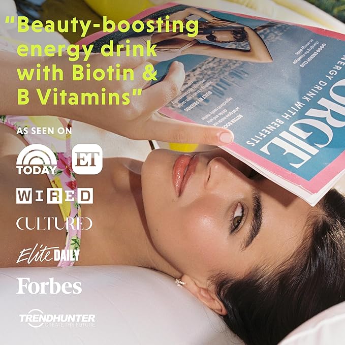 GORGIE Sugar-Free Natural Energy Drinks, Pink Lemonade (12 Pack) - Healthy Energy Drink - Natural Coffee Replacement with Green Tea Caffeine and Biotin, 150mg Caffeine, Vegan, Low Calorie