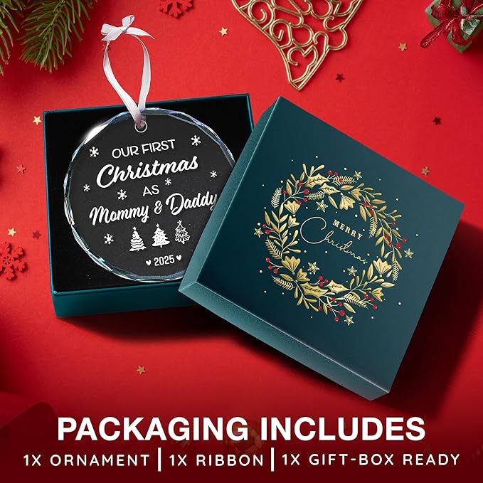 Baby First Christmas Ornament 2025 - Heartwarming Gifts for New Parents, Charming Newborn Christmas Keepsake for Baby Boy or Girl, Ideal for First Time Moms and Dads