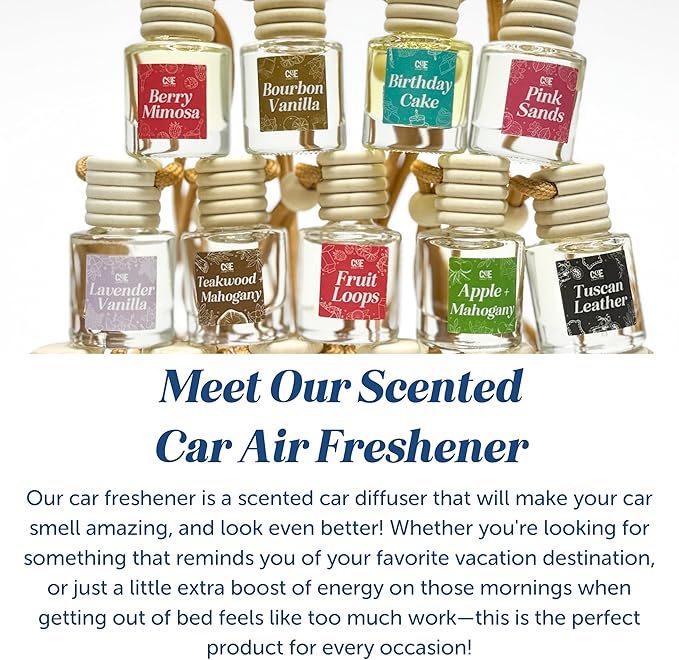 CANDECraftCo Car Air Hanging Fragrance Oil, Car Auto Freshener for Essential Oils, Scents Fragrance Aromatherapy Automobile Diffuser, Long Lasting (Bourbon Vanilla)