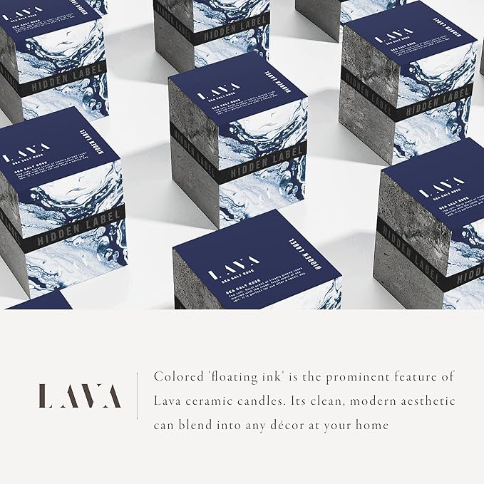 Hidden Label Scented Soy Candles, Large Candle 12oz Sea Salt Rose Ceramic Jar Lava Collection, Gorgeous Gifts for Birthday Thanksgiving Christmas