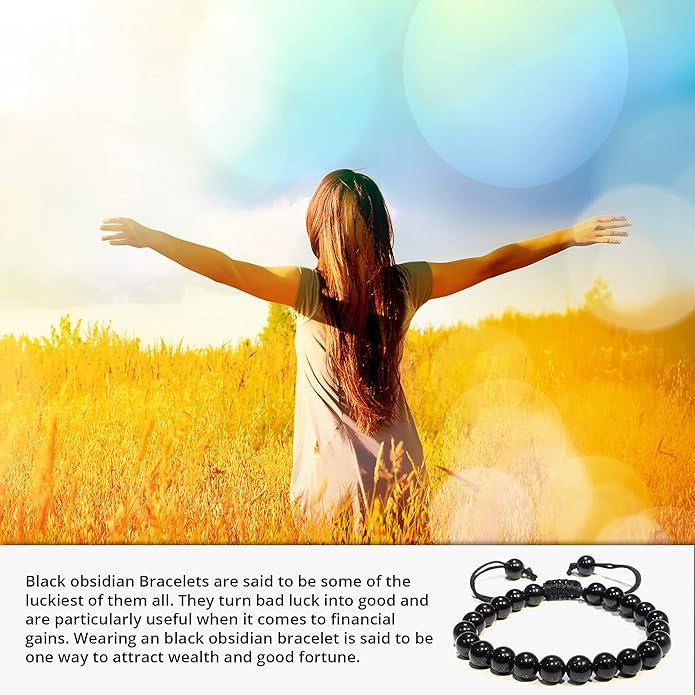 Energy Protection Crystal Handmade Adjustable Bead Bracelet Perfect for Men, Women’s Gift - Gemstone Healing Stretch Bracelet Pulsera Para Hombre Mujer Stocking Stuffer