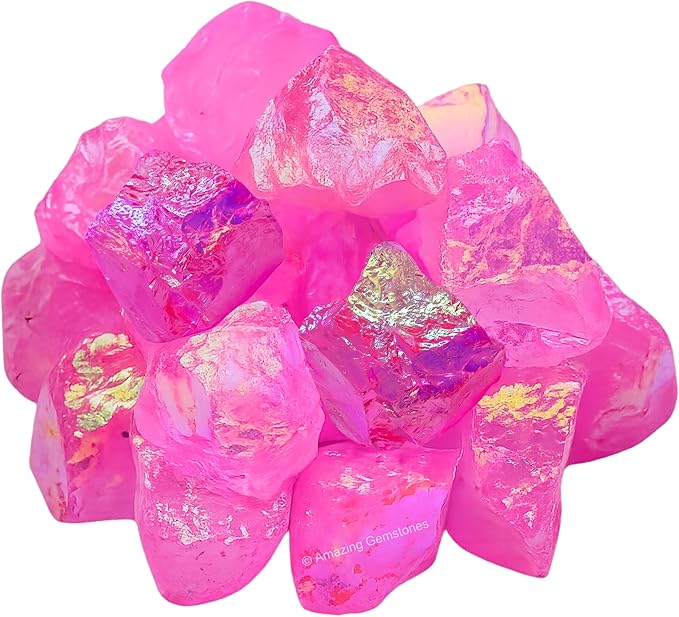 Amazing Gemstone 2 Pieces Rose Aura Quartz Raw Crystals and Healing Stones, Natural Rocks for Meditation and DIY Raw Stones and Crystals