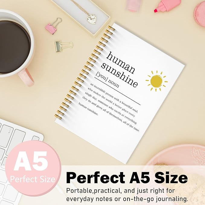 Human Sunshine Notebook Journal, Motivational Office Notebooks for Work, Human Sunshine Gifts for Women, Inspirational Gifts for Coworker, Hardcover Spiral Notebook 5.5x8.3