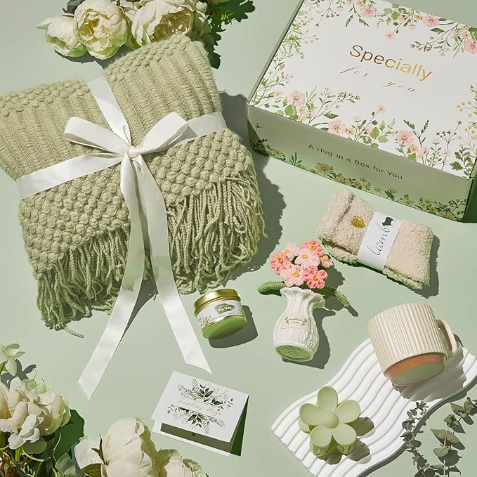 Self Care Gift Basket, Birthday Gifts for Women, Get Well Soon Care Package Sympathy Gift Set After Surgery Thinking of You Inspirational Basket for Her Mom Wife Sister Girl Friend Girlfriend Coworker